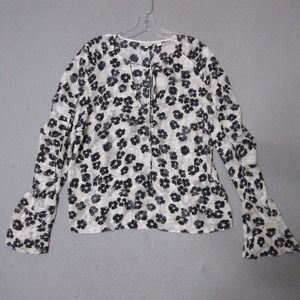 Ted Baker Floral Sheer‎ Ruche Sleeve Top